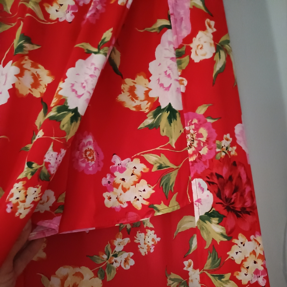 Peach Love California Red Floral Skirt With Shorts Built In